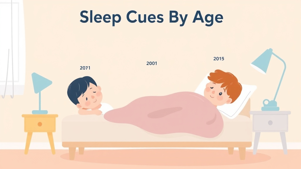 Illustration breaking down the fundamentals of sleep Cues By Age