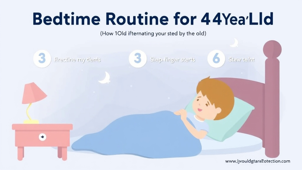 Action-oriented illustration showing how to apply bedtime Routine for a 4 Year Old: Step by Step