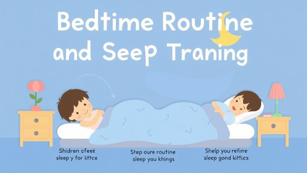 Action-oriented illustration showing how to apply bedtime Routine And Sleep Training