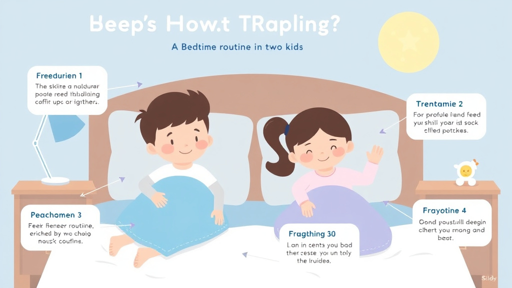 Action-oriented illustration showing how to apply bedtime Routine with Two Kids: How to Manage