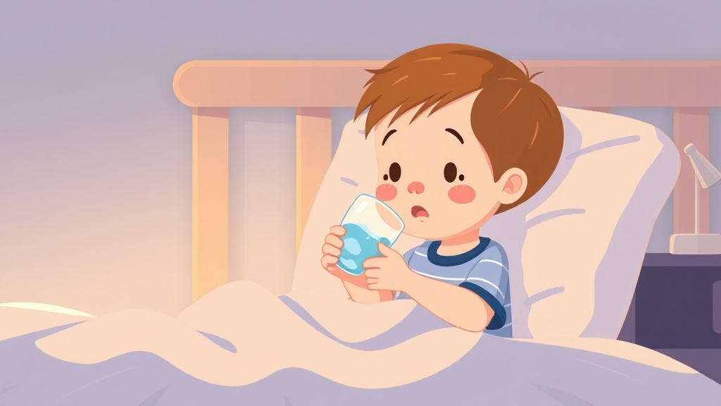 A professional illustration depicting toddler Asking For Water At Bedtime