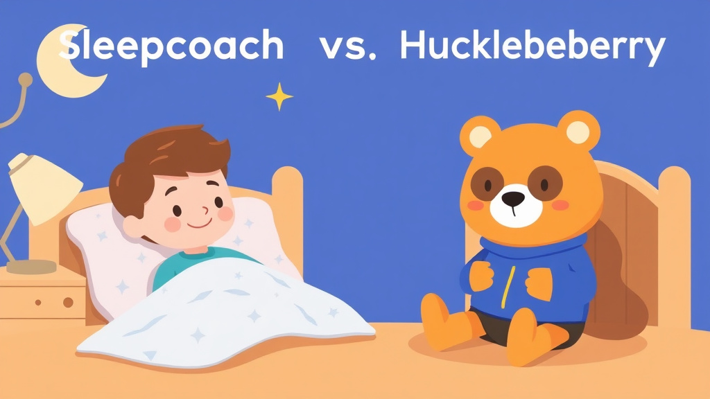 Visual overview of sleepcoach Vs Huckleberry App with key concepts highlighted