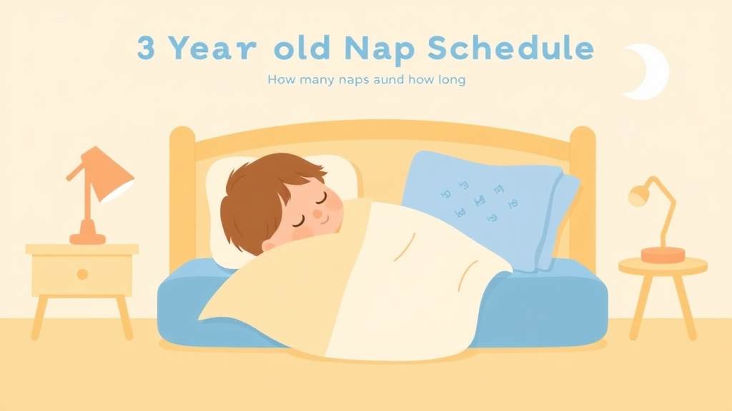 Illustration showing key concepts related to 3 year old nap schedule: how many naps and how long