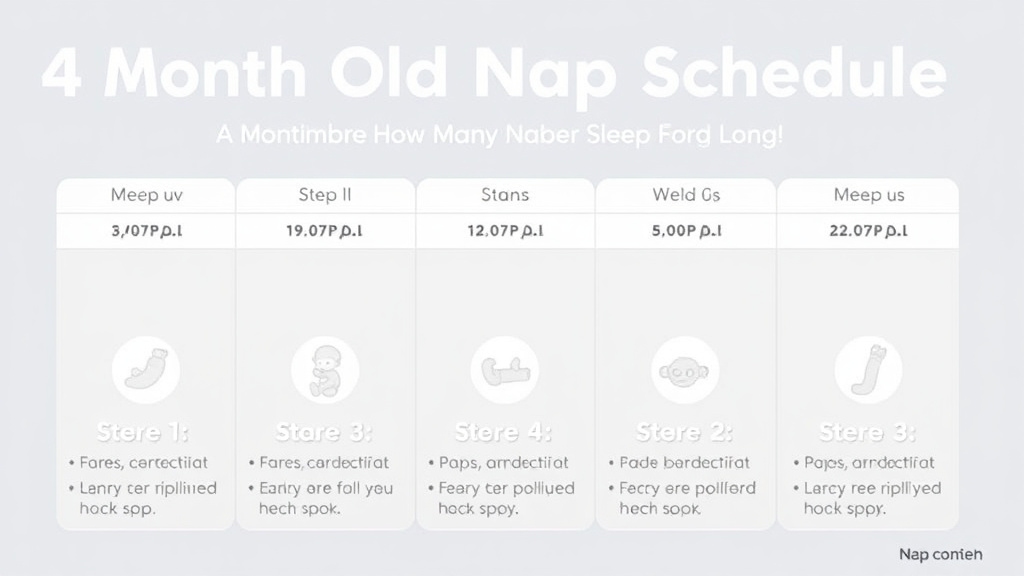 Illustration showing key concepts related to 4 month old nap schedule: how many naps and how long