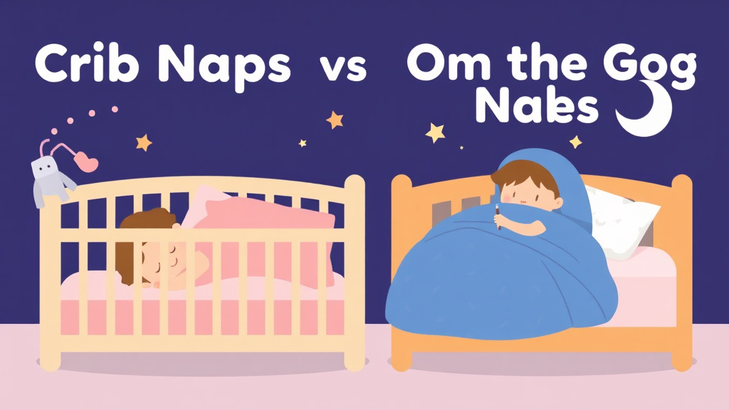 Illustration showing key concepts related to crib naps vs on the go naps: what is better?