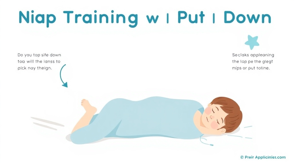 Visual guide for practical steps in nap training with pick up put down