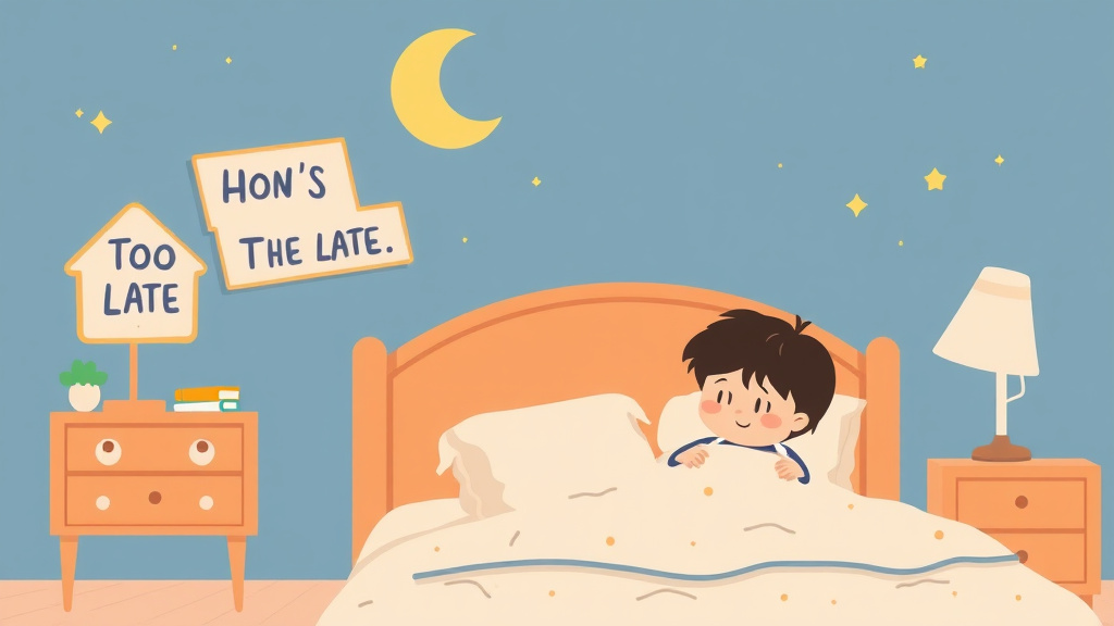 A professional illustration depicting bedtime Too Late Signs