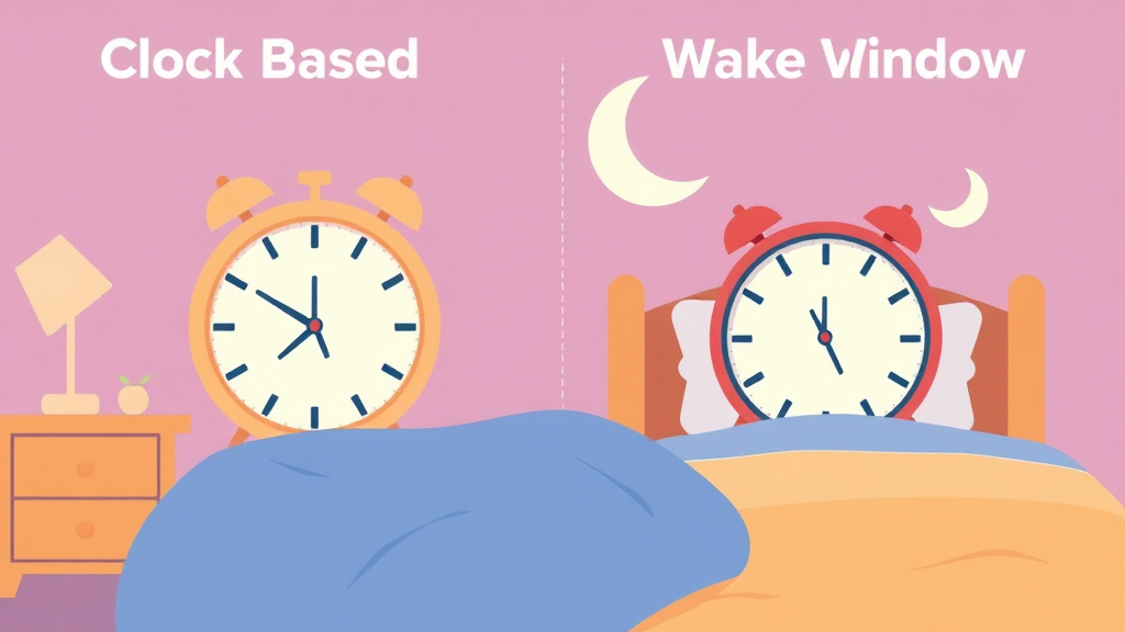 Educational graphic covering the essentials of clock Based Vs Wake Window Schedule
