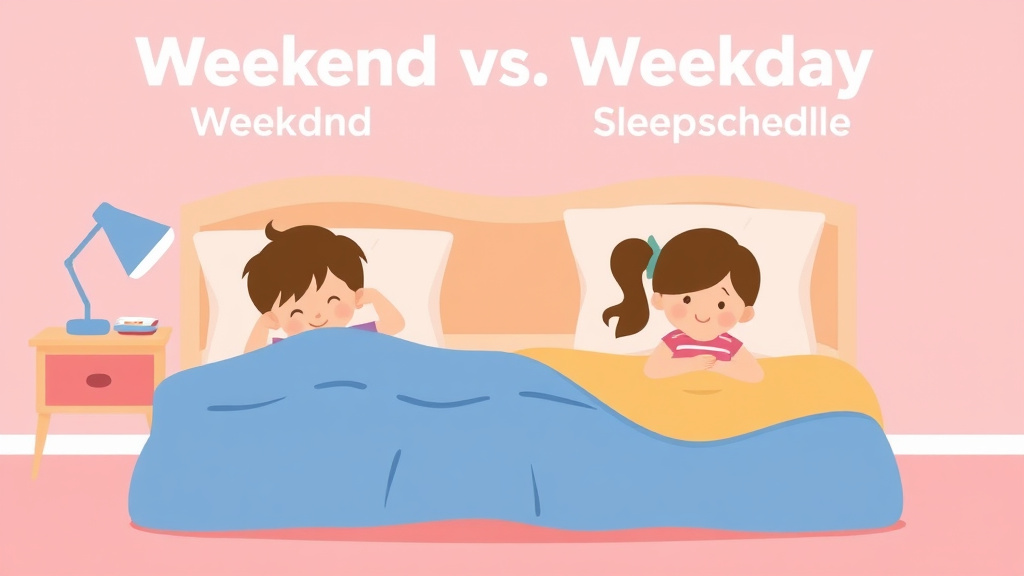 Educational graphic covering the essentials of weekend vs Weekday Sleep Schedule