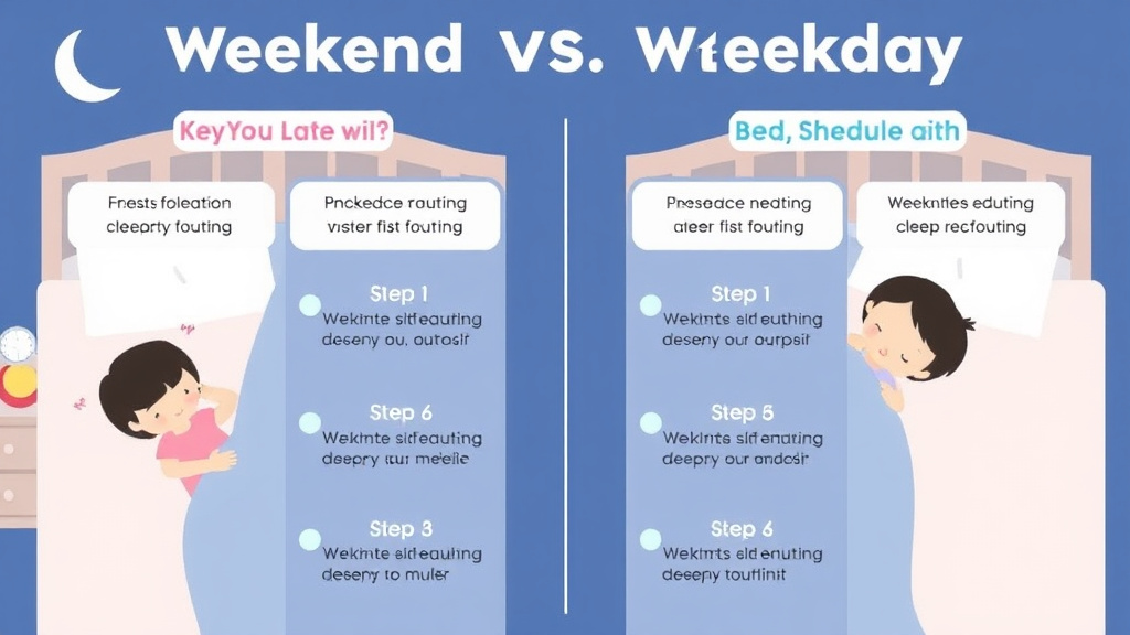 Action-oriented illustration showing how to apply weekend vs Weekday Sleep Schedule