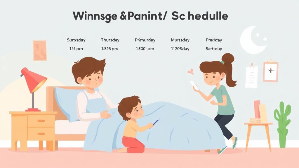 A professional illustration depicting working Parent Schedule: Sample Times and Tips