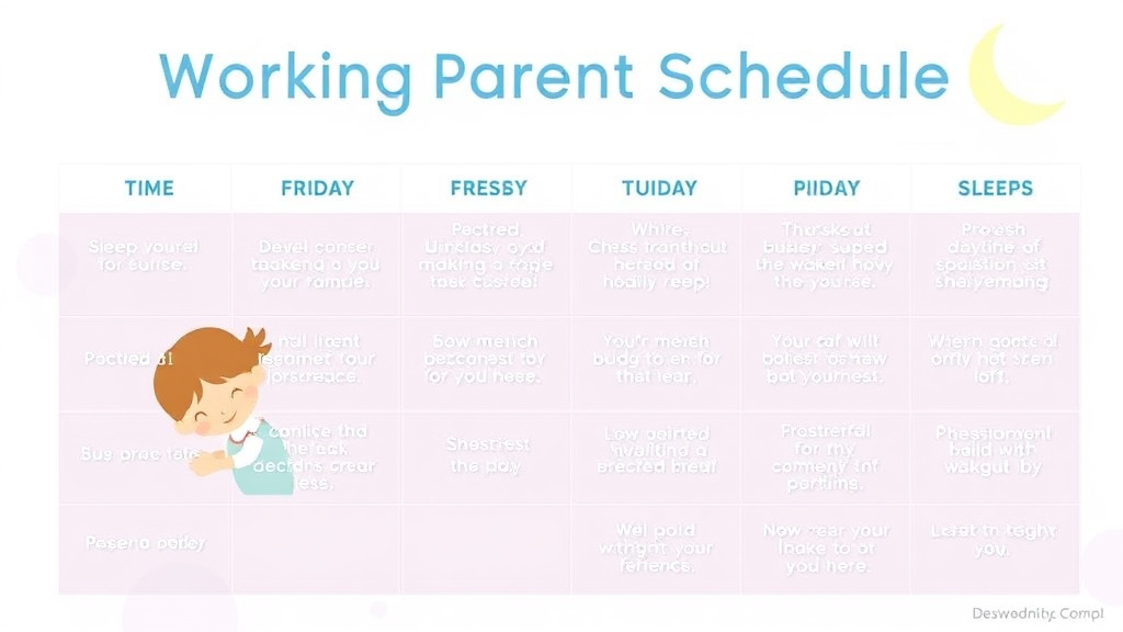 Step-by-step visual guide for implementing working Parent Schedule: Sample Times and Tips