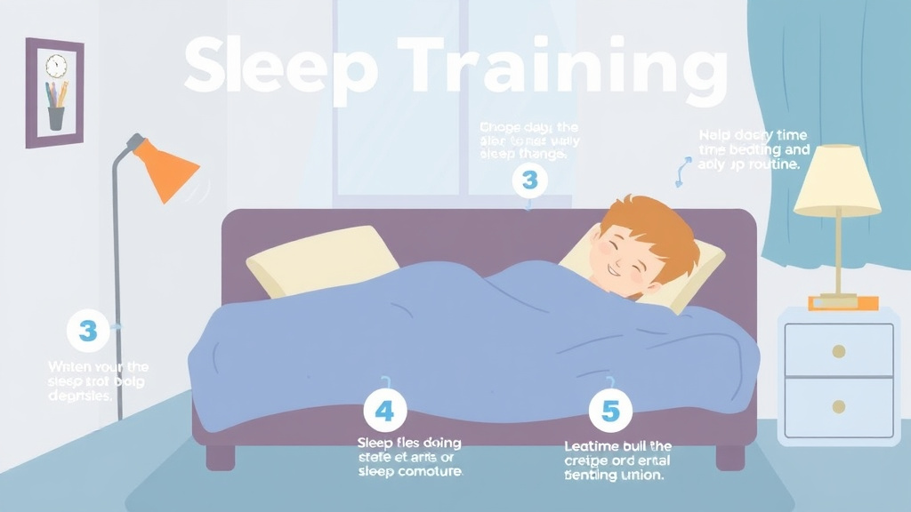 Visual guide for practical steps in sleep training in an apartment: managing noise