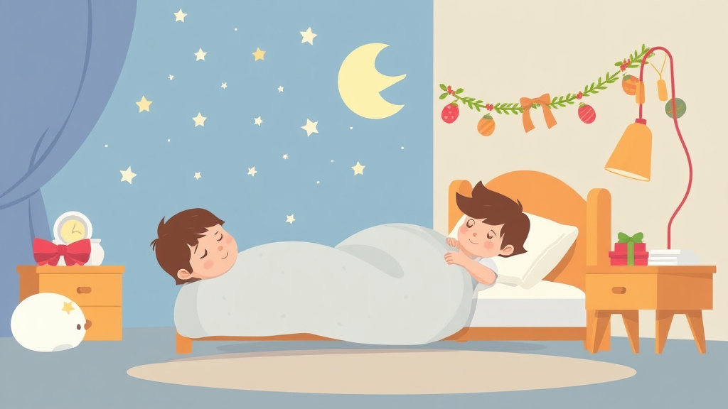 Illustration showing key concepts related to sleep training during the holiday season