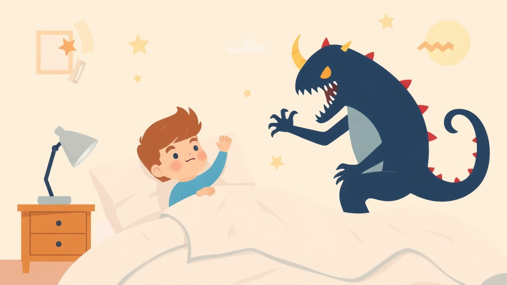 Illustration showing key concepts related to handling fear of monsters during sleep training