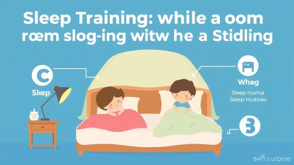 Visual guide for practical steps in sleep training while room sharing with a sibling