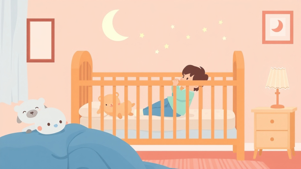 Illustration showing key concepts related to sleep training a toddler who climbs out of the crib
