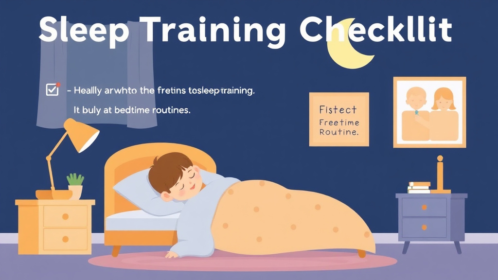 Illustration showing key concepts related to sleep training checklist: everything to prepare before night one