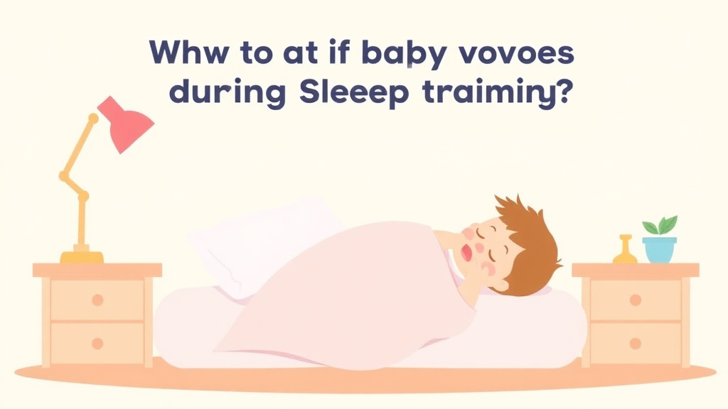 Illustration showing key concepts related to what to do if baby vomits during sleep training