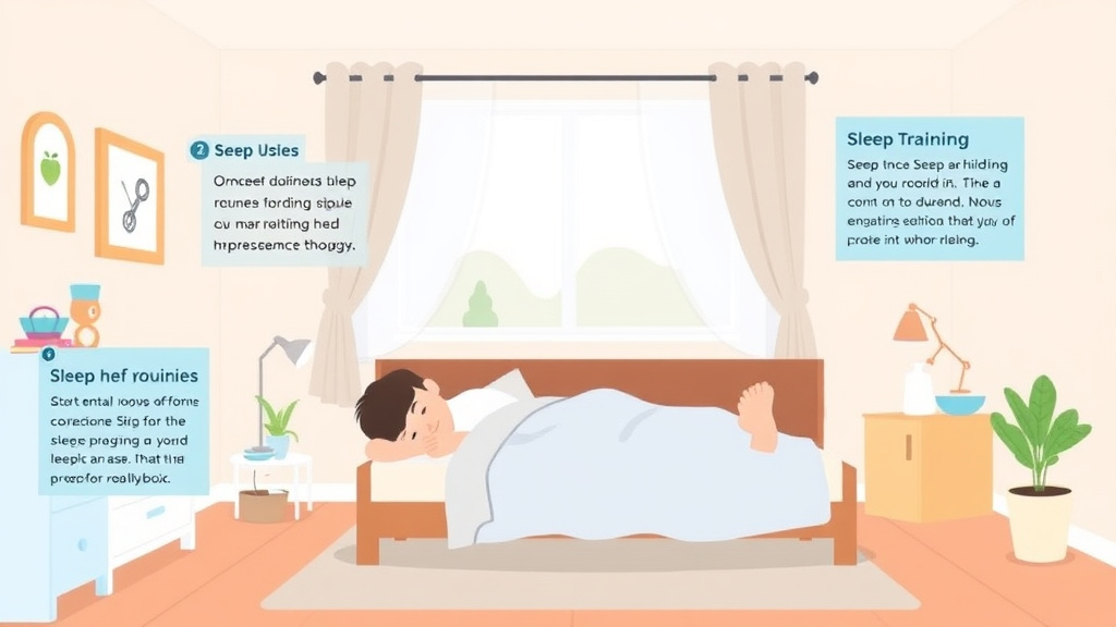 Visual guide for practical steps in sleep training in an apartment
