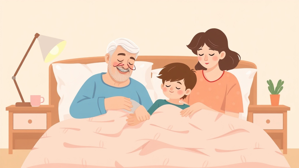 Illustration showing key concepts related to sleep training with grandparents