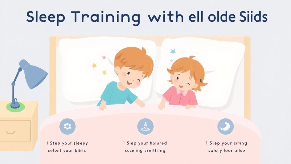 Visual guide for practical steps in sleep training with older sibling