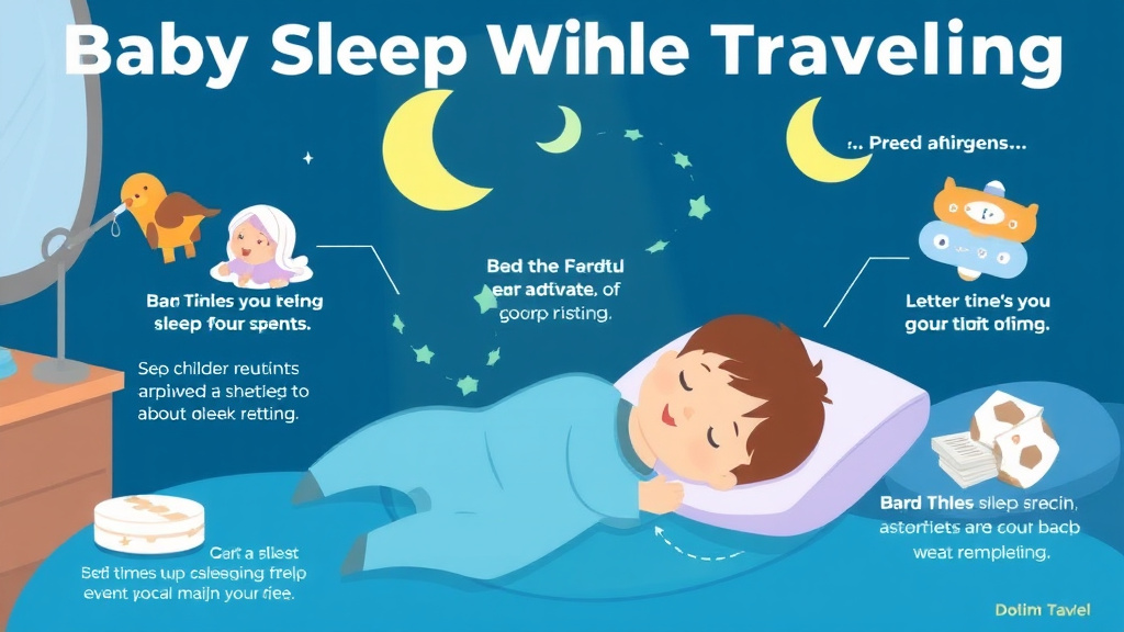 Action-oriented illustration showing how to apply baby Sleep While Traveling