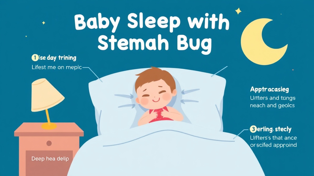 Action-oriented illustration showing how to apply baby Sleep With Stomach Bug
