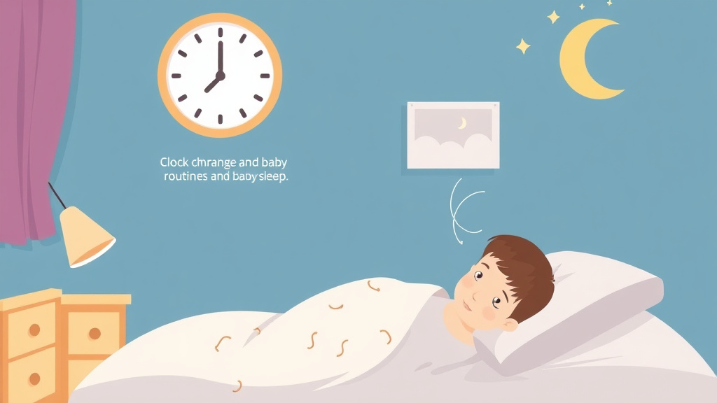 Action-oriented illustration showing how to apply clock Change And Baby Sleep