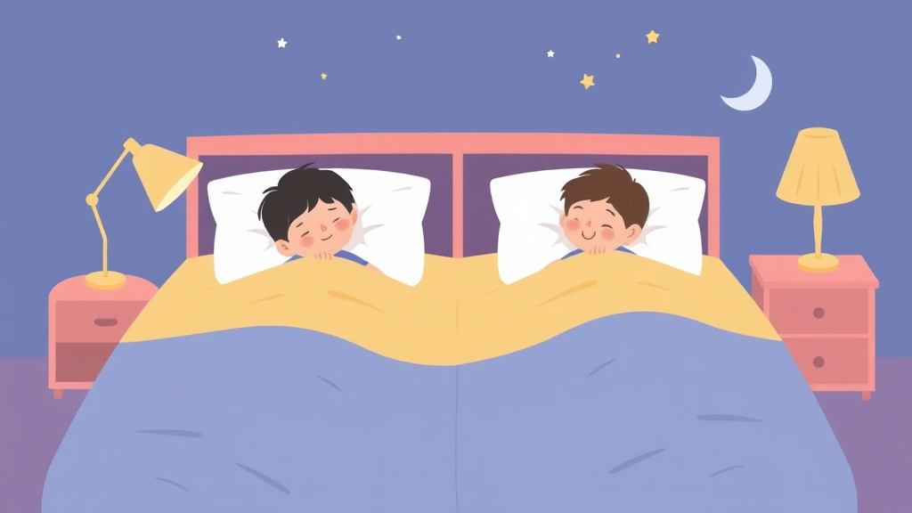 A professional illustration depicting tandem Sleep Routine For Twins