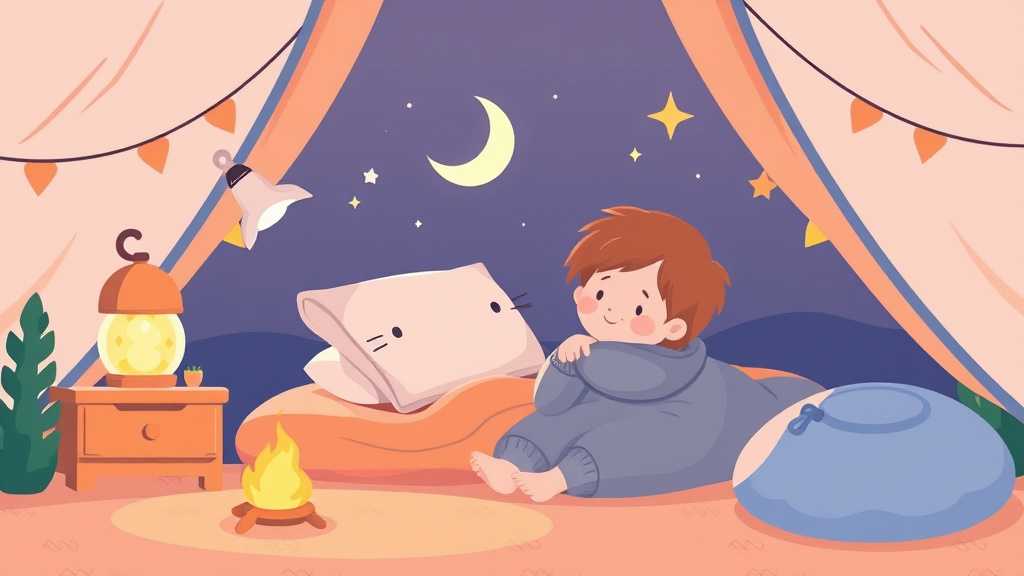Clear illustration of toddler Sleep Camping with supporting details